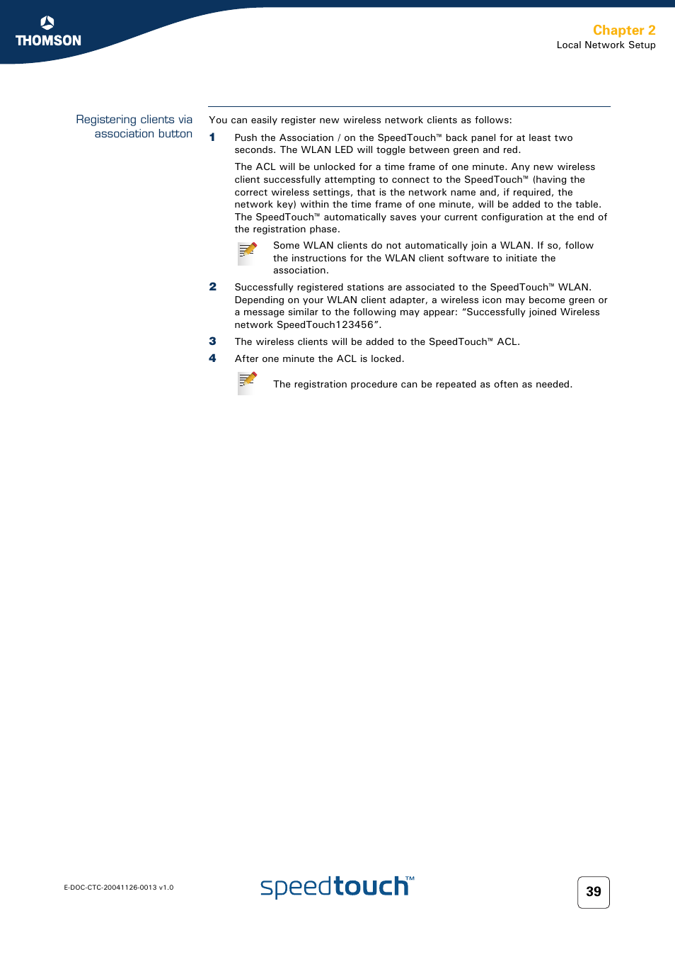 Registering clients via association button, Registering clients via, Chapter 2 | RCA 608WL User Manual | Page 41 / 228