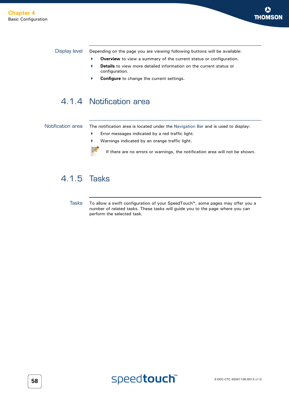 Display level, 4 notification area, Notification area | 5 tasks, Tasks, Chapter 4 | RCA 608WL User Manual | Page 60 / 228