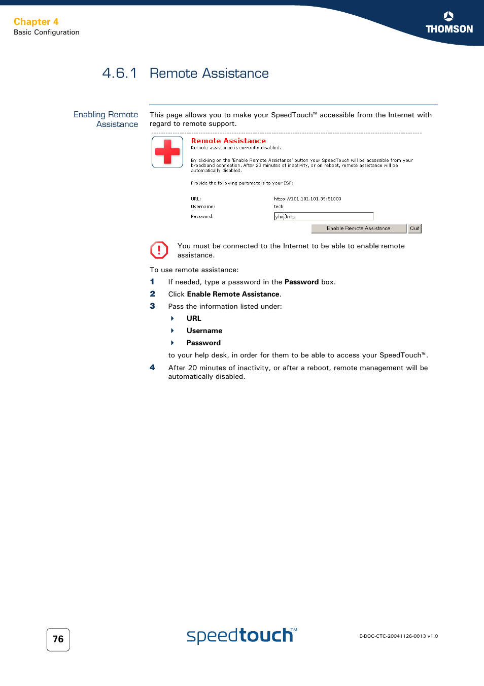 1 remote assistance, Enabling remote assistance, Remote assistance | Rmation, see, Chapter 4 | RCA 608WL User Manual | Page 78 / 228