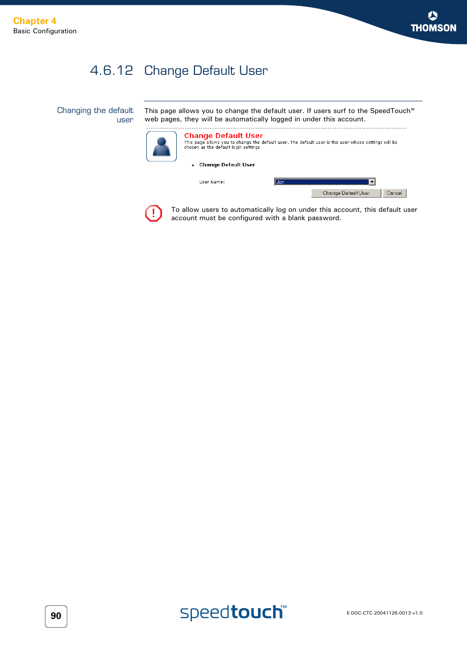 12 change default user, Changing the default user, Change default user | RCA 608WL User Manual | Page 92 / 228