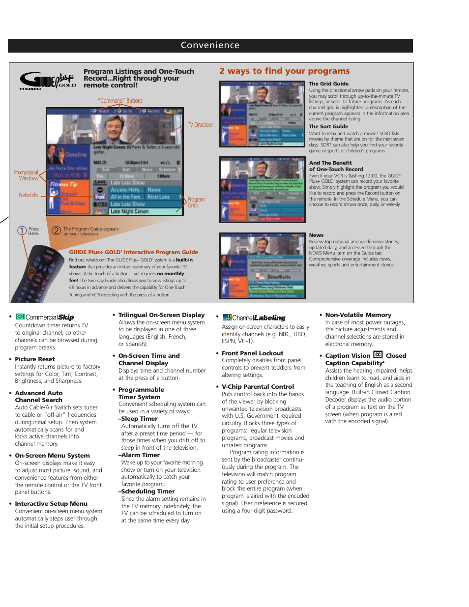 Convenience, 2 ways to find your programs | RCA F19432 User Manual | Page 3 / 4