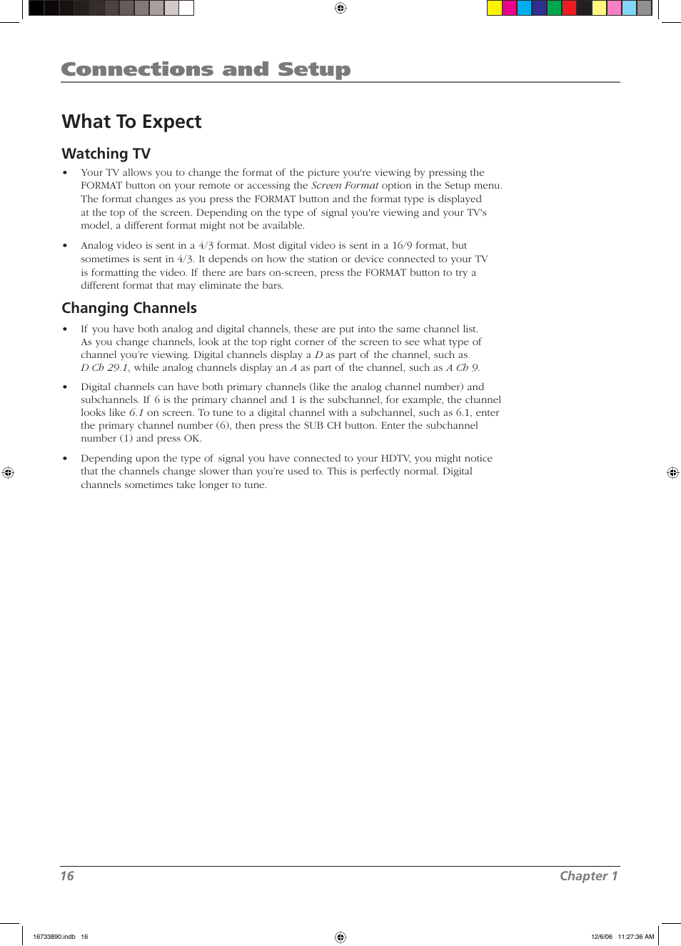 Connections and setup, What to expect, Watching tv | Changing channels | RCA L15D20 User Manual | Page 16 / 36