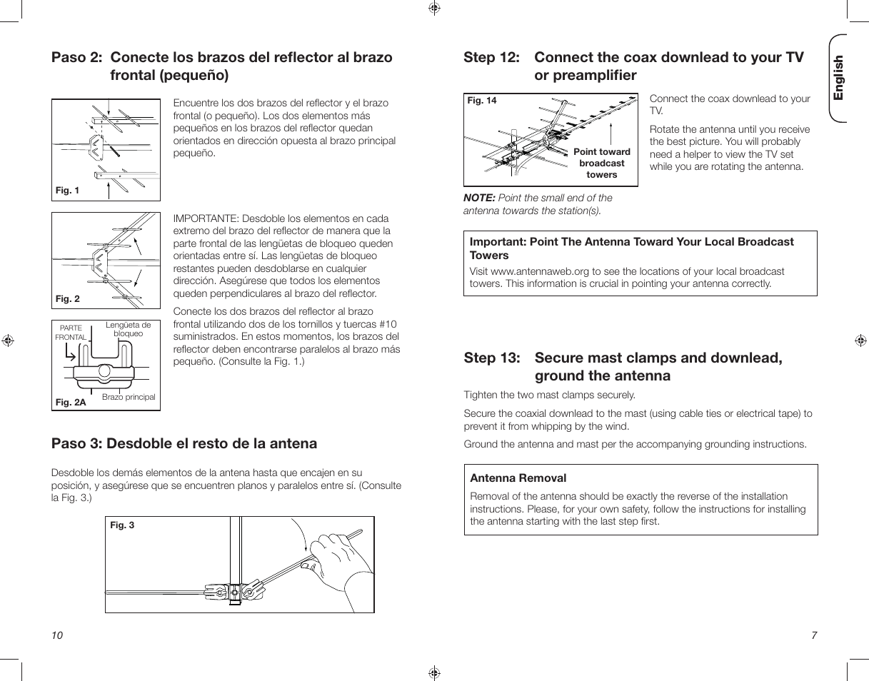 Paso 3: desdoble el resto de la antena | RCA ANT3038XR User Manual | Page 7 / 8
