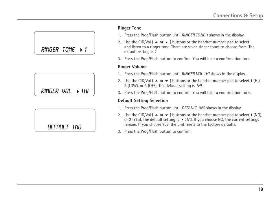 Connections & setup | RCA 25110 User Manual | Page 19 / 92