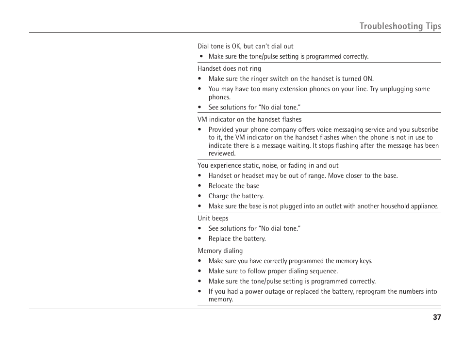 Troubleshooting tips | RCA 25110 User Manual | Page 37 / 92