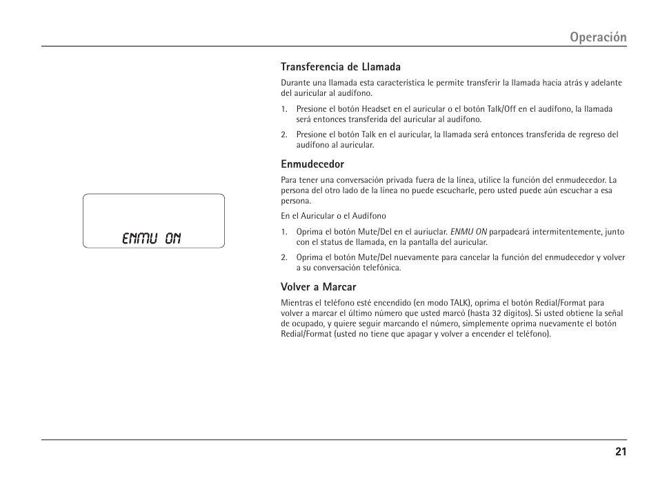 Operación | RCA 25110 User Manual | Page 67 / 92