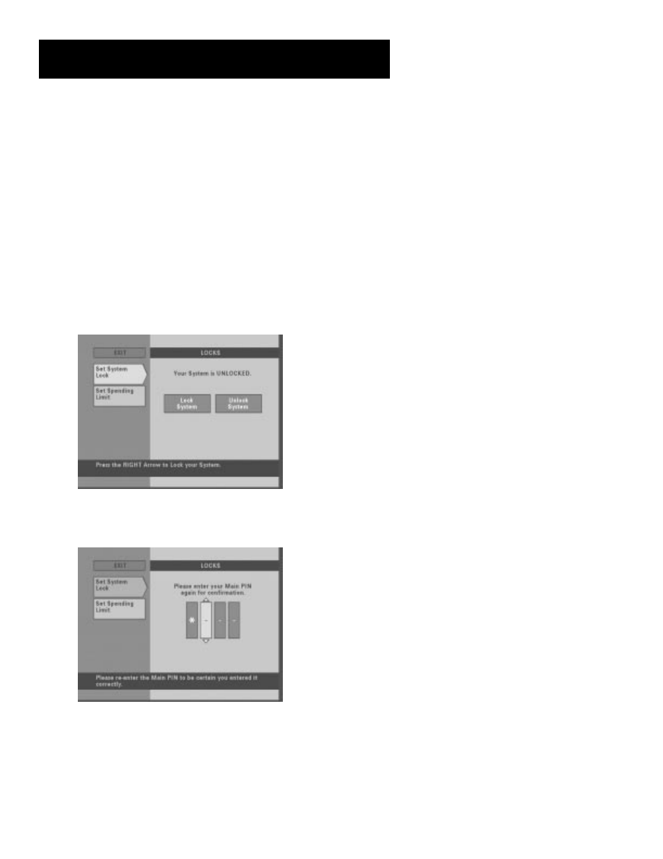 Locking and unlocking the system, The menu system, 33 locking and unlocking the system | RCA look 15377550 User Manual | Page 35 / 48