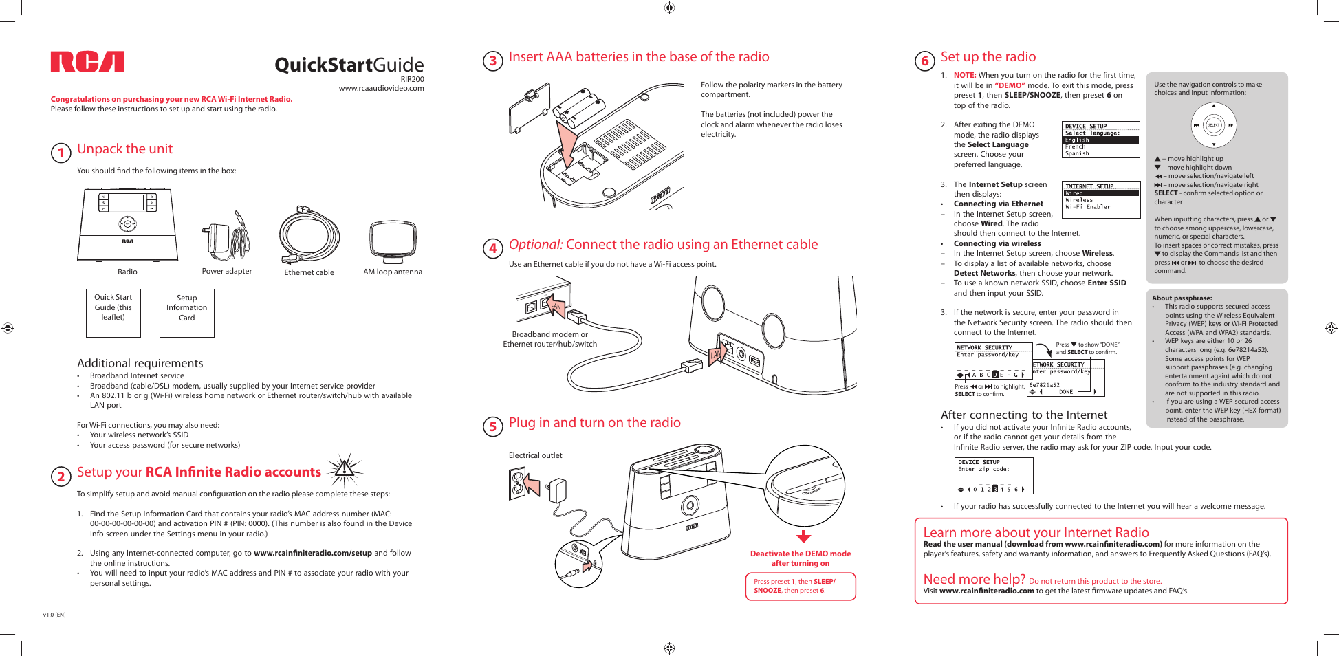 RCA RIR200 User Manual | 2 pages