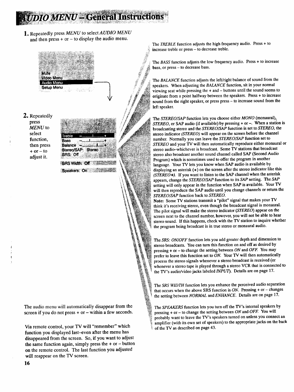 Mo menu -itì^i^llnsthictìoìis, Itì^i^llnsthictìoìis | RCA COLOR TV NCJ11 User Manual | Page 18 / 56