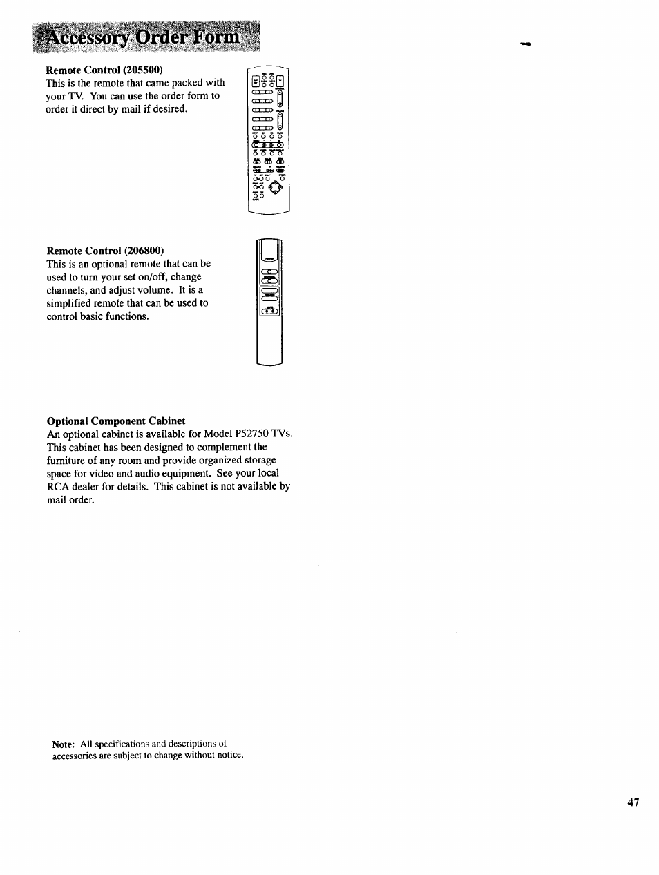 Order form, Silq | RCA COLOR TV NCJ11 User Manual | Page 49 / 56