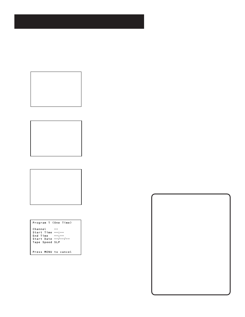 Programs overlap message, Timer, Timer recording | Timer recordings menu, Recording, Timer recording information | RCA VR616HF User Manual | Page 27 / 68