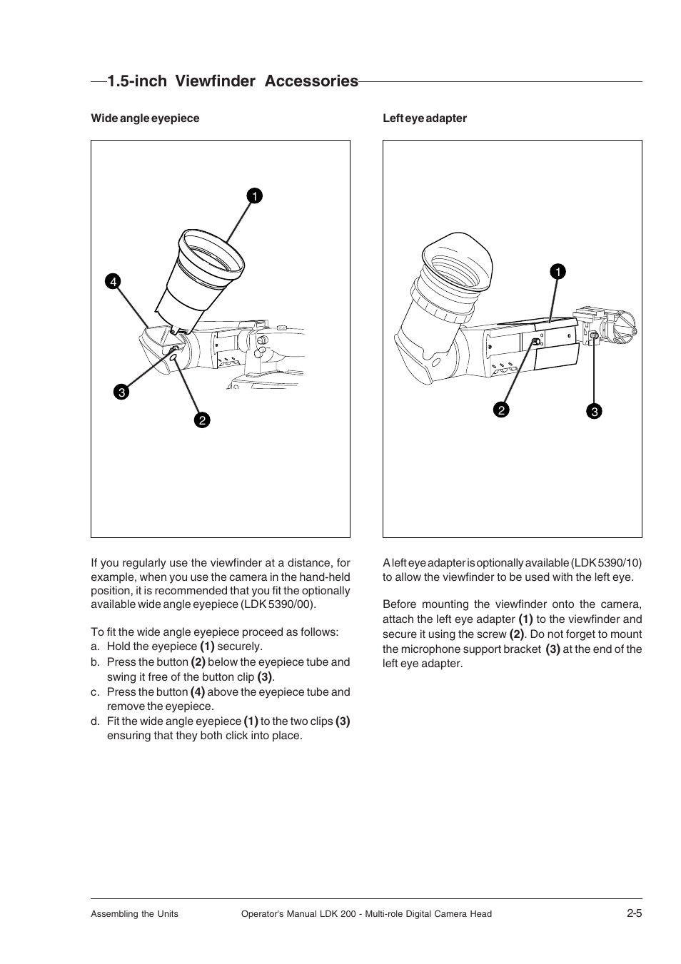 Inch viewfinder accessories, Inch viewfinder accessories -5 | RCA LDK 200 User Manual | Page 15 / 46