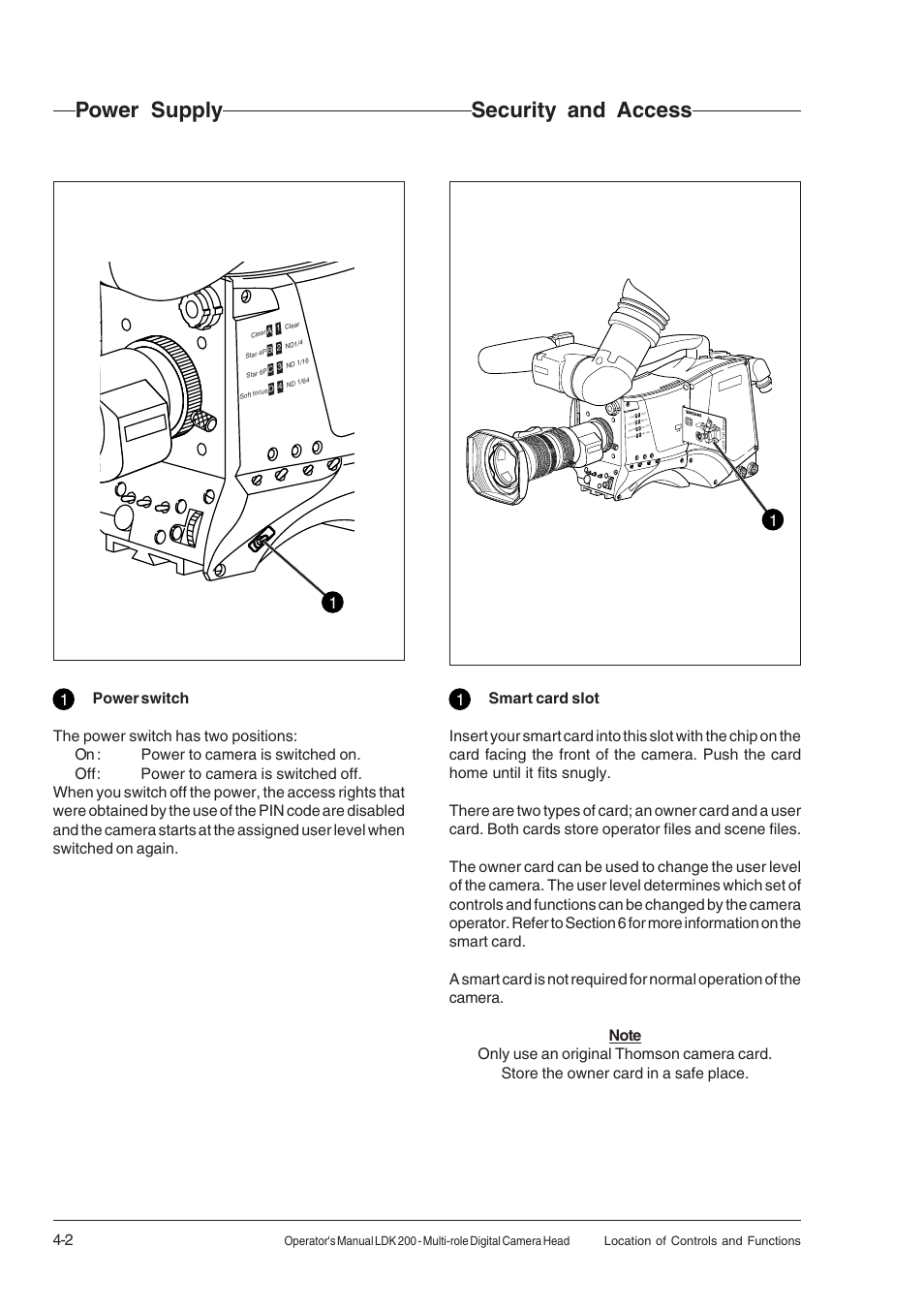 Power supply, Security and access, Power supply -2 security and access -2 | RCA LDK 200 User Manual | Page 24 / 46