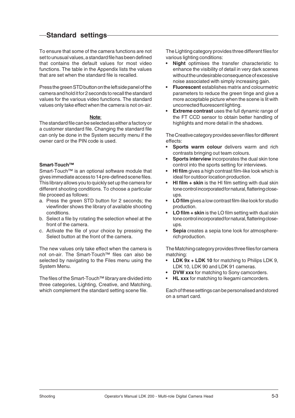 Standard settings, Standard settings -3 | RCA LDK 200 User Manual | Page 35 / 46