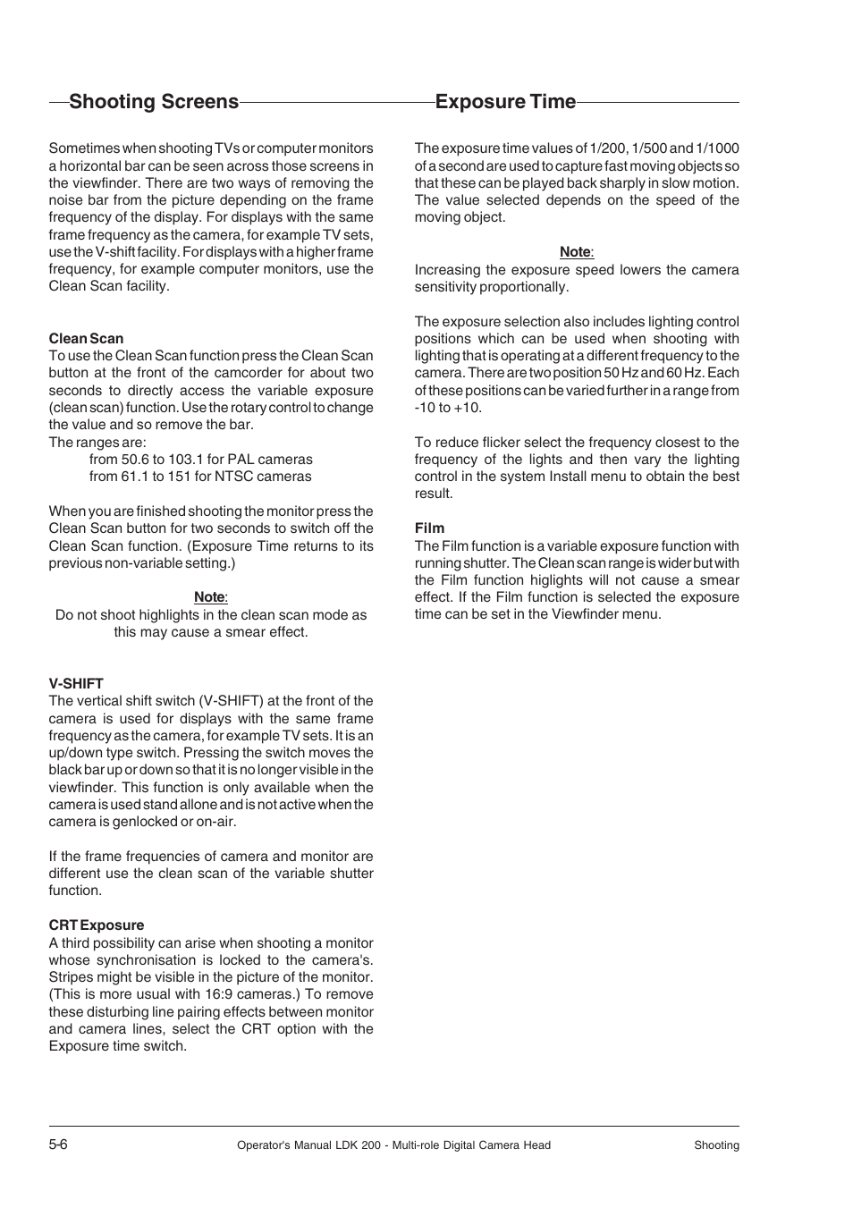 Shooting screens, Exposure time, Shooting screens -6 exposure time -6 | Shooting screens exposure time | RCA LDK 200 User Manual | Page 38 / 46