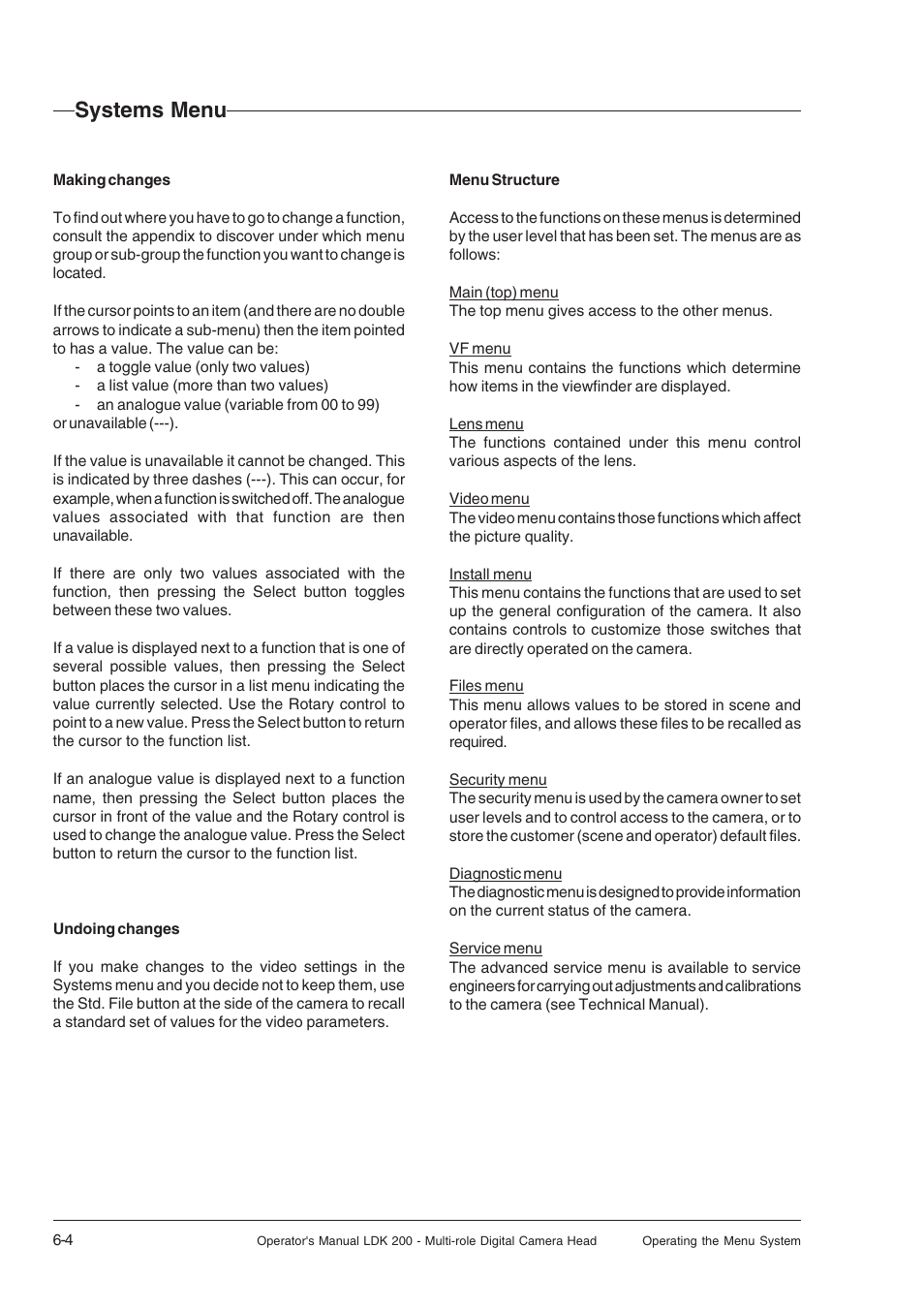 Systems menu | RCA LDK 200 User Manual | Page 42 / 46