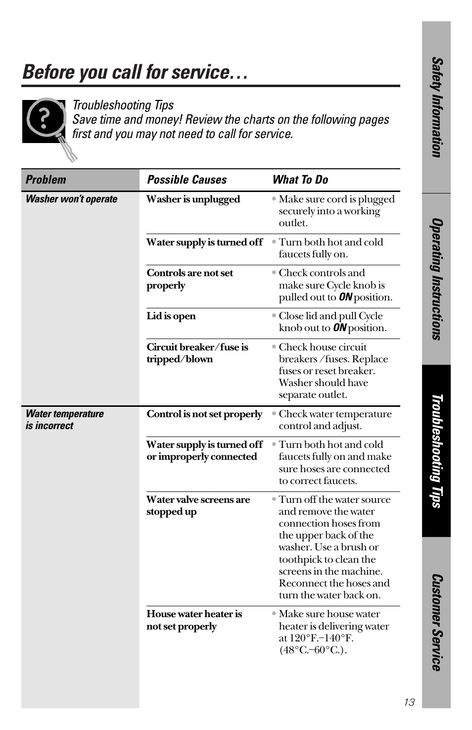 Before you call for service, Before you call for service –17 | RCA YBXR1060 User Manual | Page 13 / 20