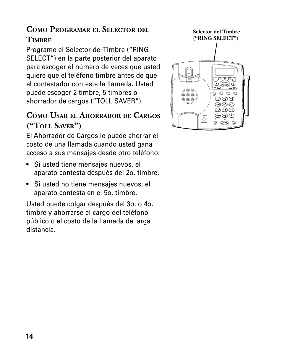 Rogramar, Elector, Imbre | Horrador, Argos, Aver, Selector del timbre (“ring select”) | RCA 26958 User Manual | Page 102 / 176
