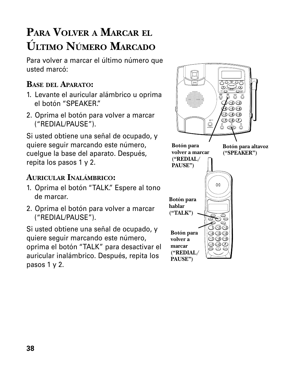 Olver, Arcar, Ltimo | Úmero, Arcado, Parato, Uricular, Nalámbrico, Botón para volver a marcar (“redial/ pause”) | RCA 26958 User Manual | Page 126 / 176