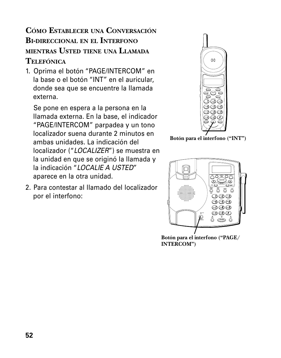 Stablecer, Onversación, Direccional | Nterfono mientras, Sted, Tiene, Lamada, Elefónica | RCA 26958 User Manual | Page 140 / 176