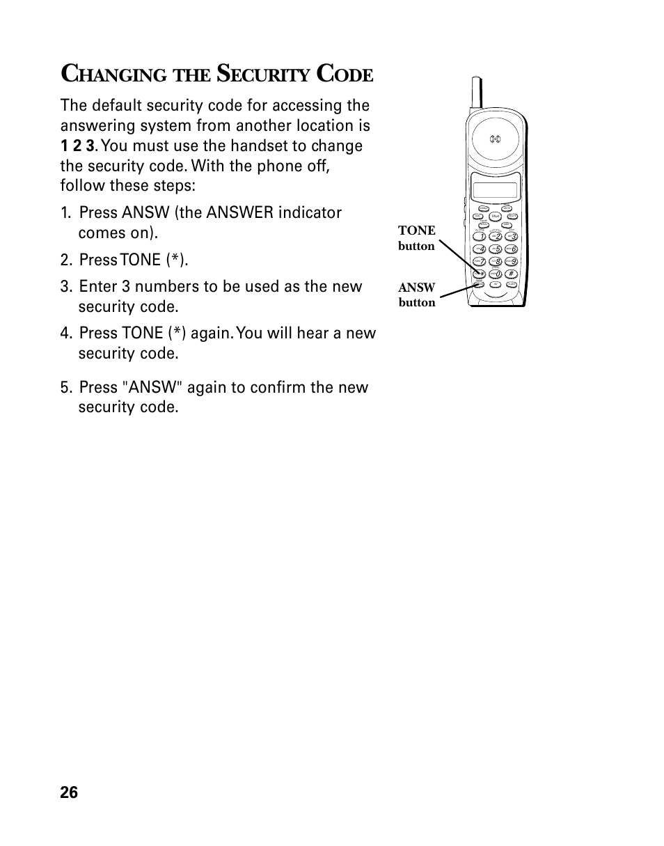 Hanging, Ecurity, Answ button tone button | RCA 26958 User Manual | Page 26 / 176