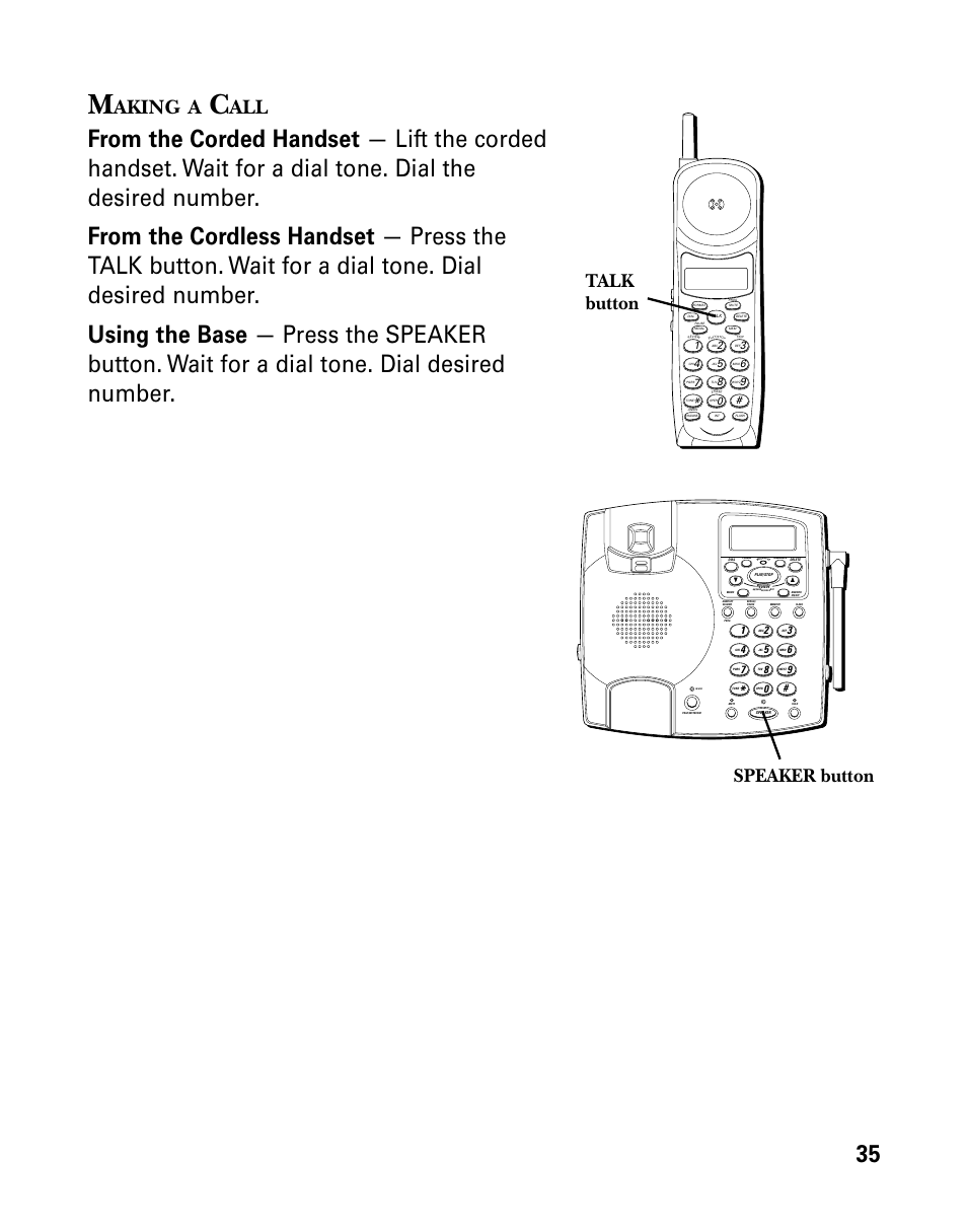 Aking, Talk button speaker button | RCA 26958 User Manual | Page 35 / 176