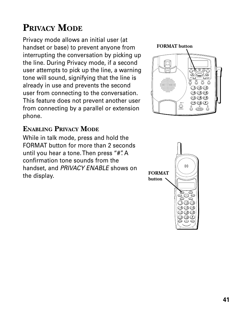 Rivacy, Nabling, Format button | RCA 26958 User Manual | Page 41 / 176