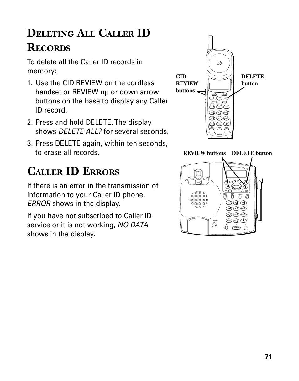 Id r, Id e, Eleting | Aller, Ecords, Rrors | RCA 26958 User Manual | Page 71 / 176