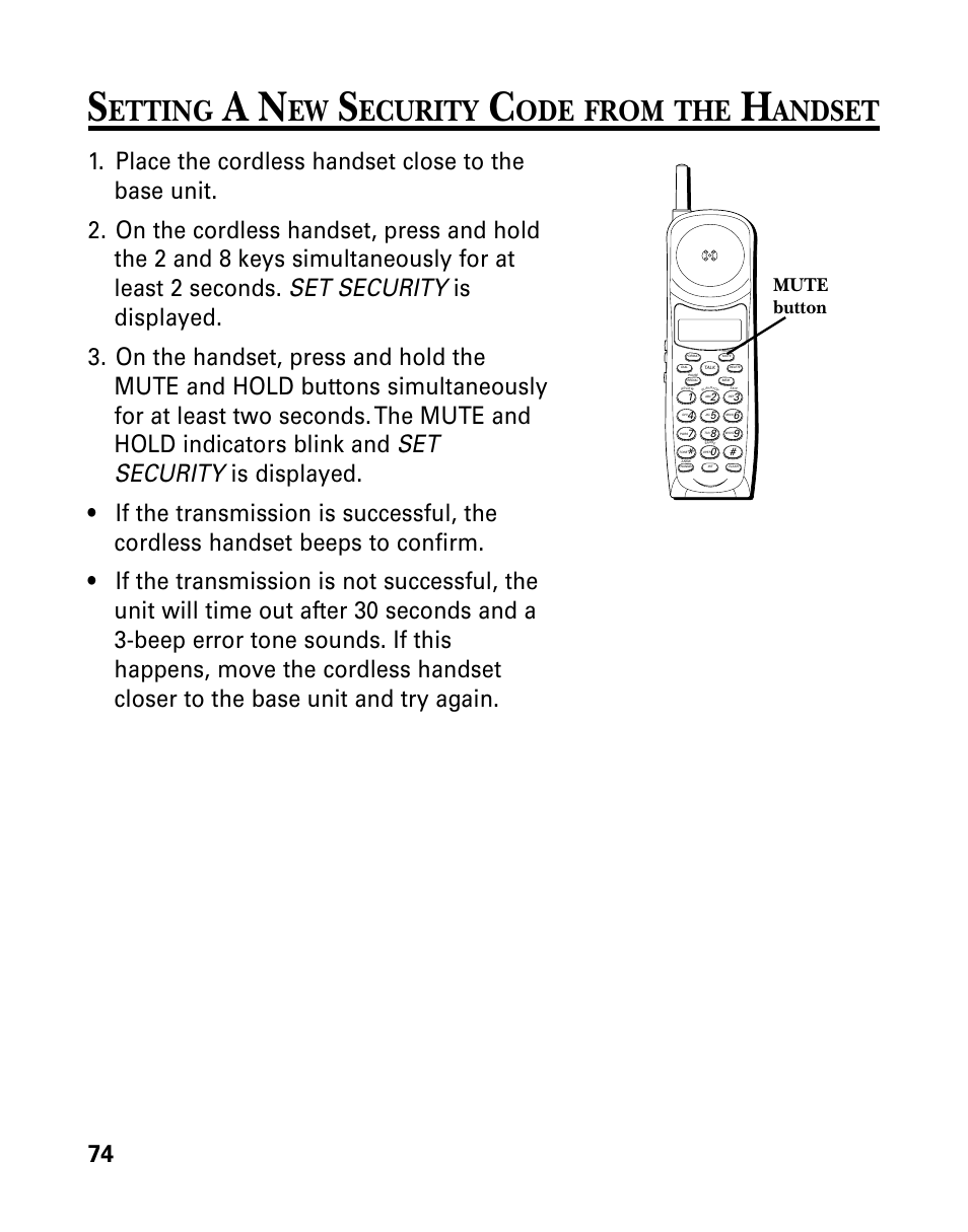 Etting, Ecurity, From | Andset | RCA 26958 User Manual | Page 74 / 176