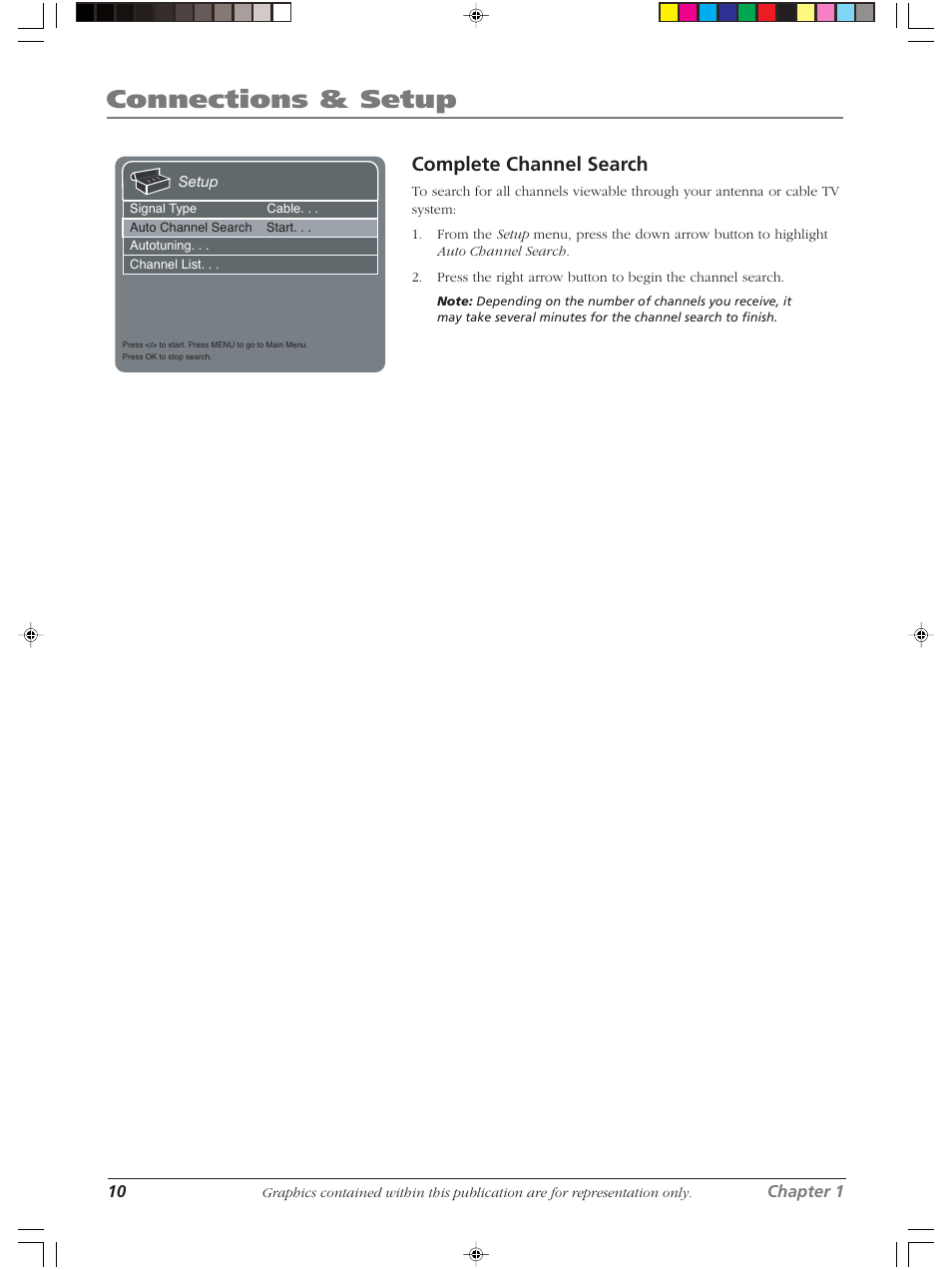 Connections & setup, Complete channel search | RCA LCDX2619W User Manual | Page 14 / 40