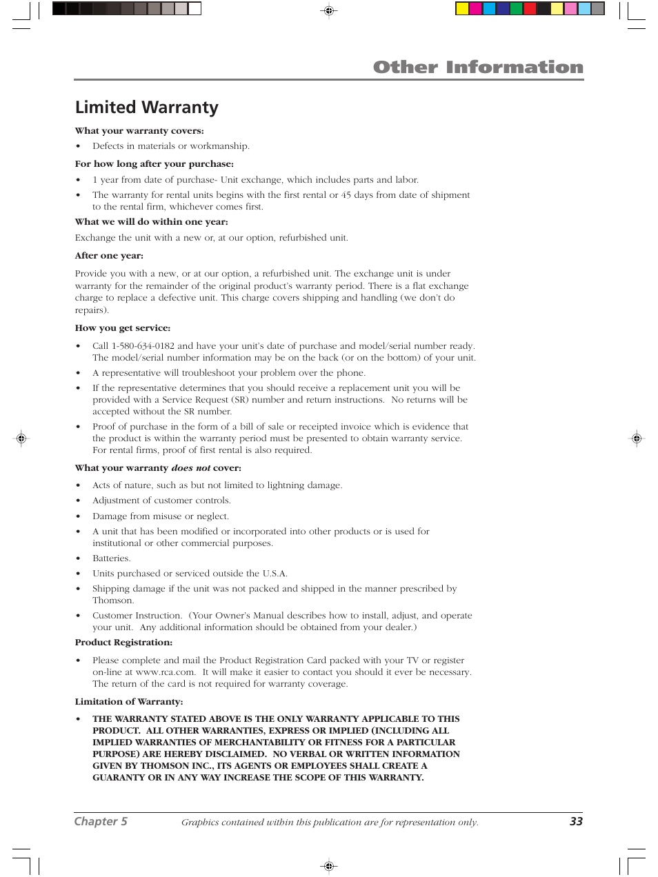 Other information, Limited warranty | RCA LCDX2619W User Manual | Page 37 / 40