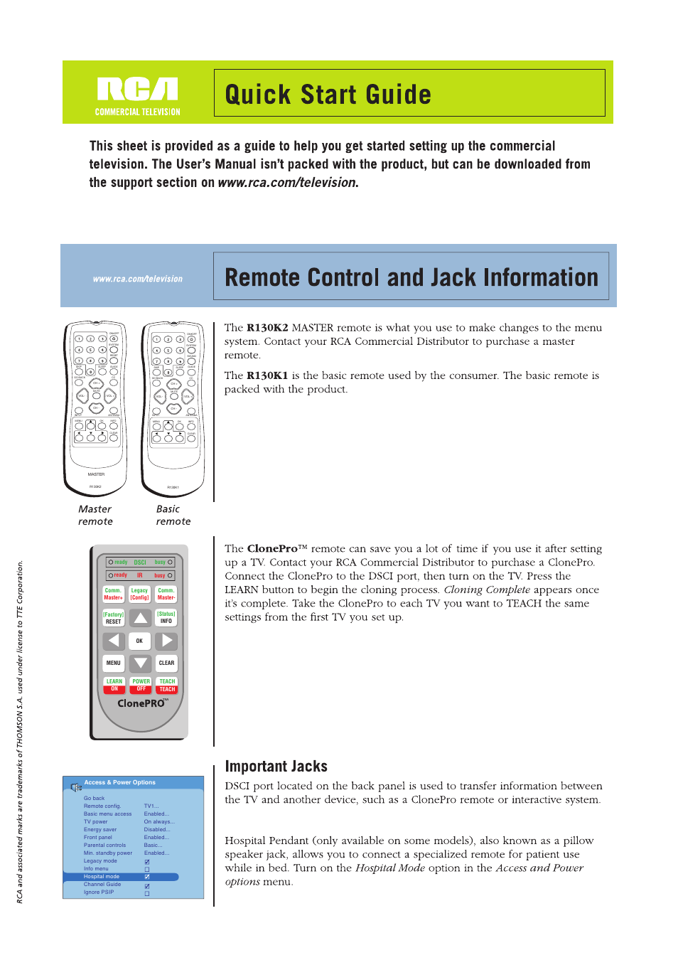 RCA J20L743H User Manual | 2 pages