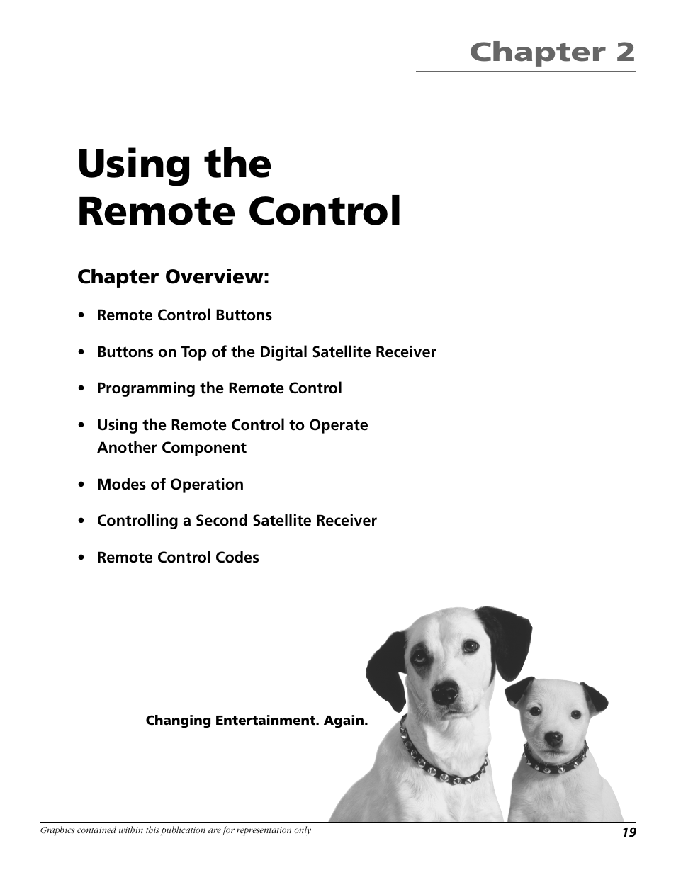 Using the remote control, Chapter 2, Chapter overview | RCA Satellite TV System User Manual | Page 21 / 80