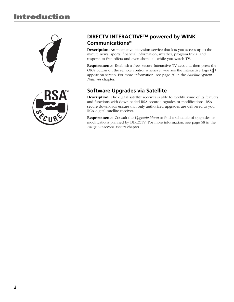 Introduction | RCA Satellite TV System User Manual | Page 4 / 80