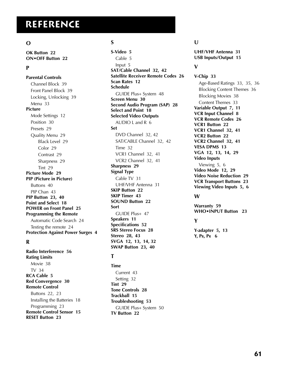 Reference | RCA MM52110 User Manual | Page 63 / 64