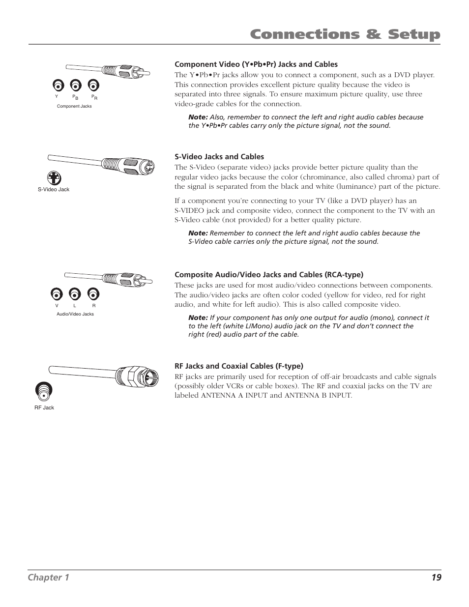 Connections & setup, Chapter 1 19 | RCA HD56W41 User Manual | Page 21 / 96