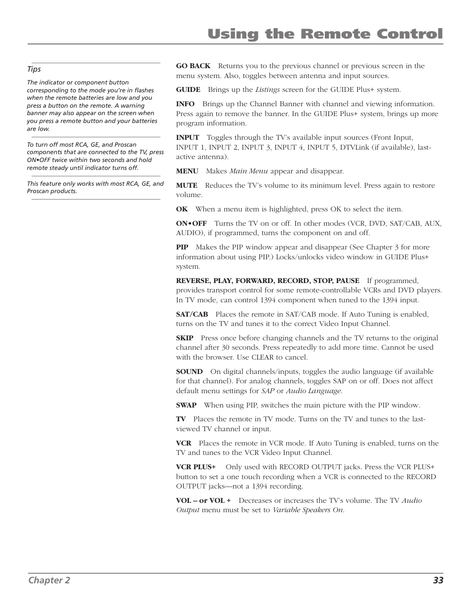 Using the remote control | RCA HD56W41 User Manual | Page 35 / 96