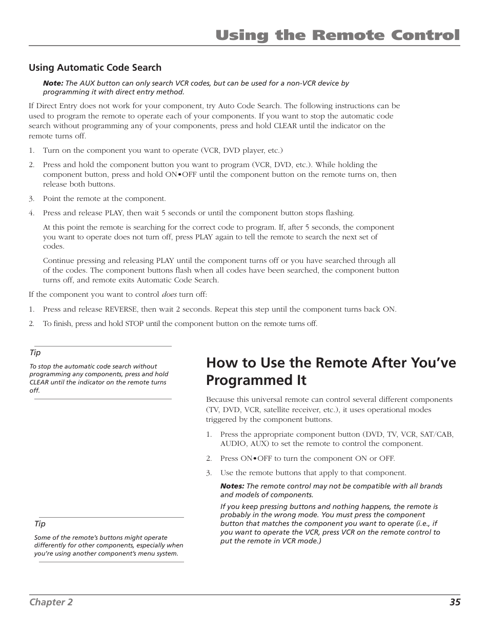 Using the remote control, How to use the remote after you’ve programmed it | RCA HD56W41 User Manual | Page 37 / 96