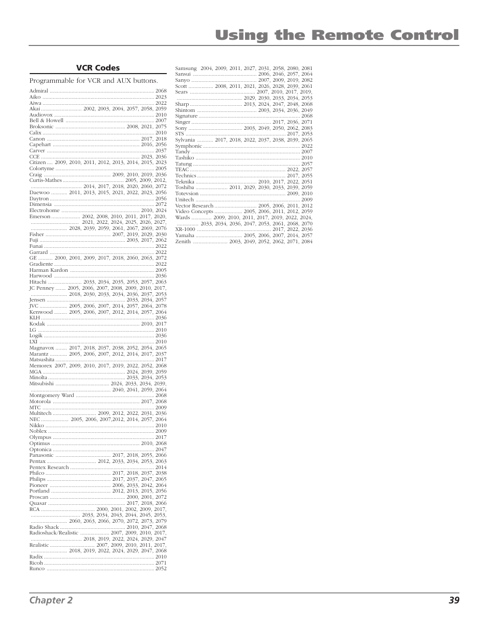 Using the remote control, Chapter 2 39 | RCA HD56W41 User Manual | Page 41 / 96