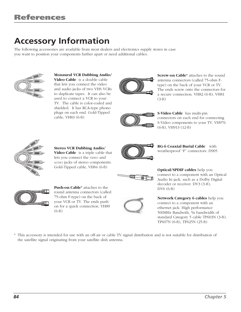 Accessory information, References | RCA HD56W41 User Manual | Page 86 / 96