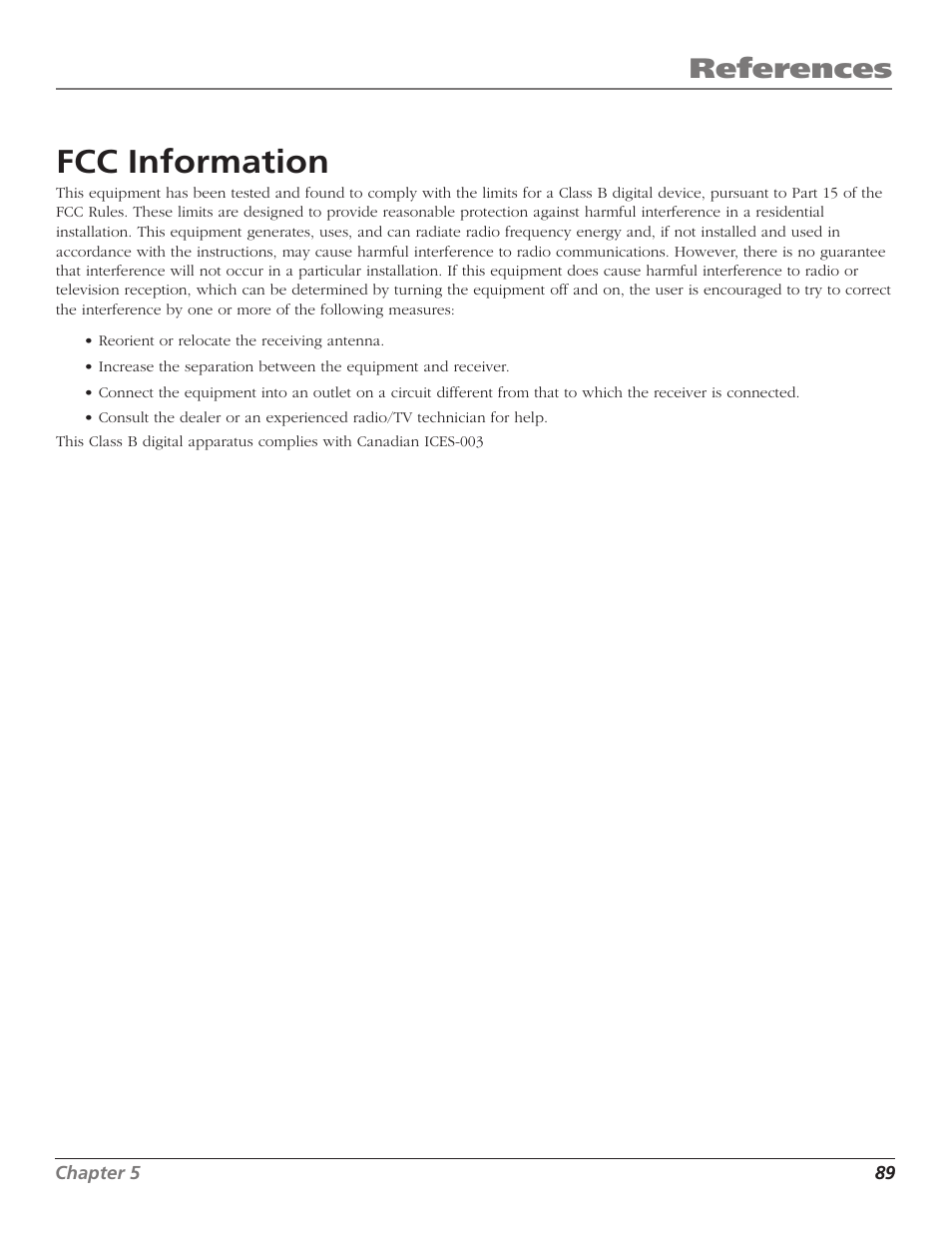 Fcc information, References | RCA HD56W41 User Manual | Page 91 / 96