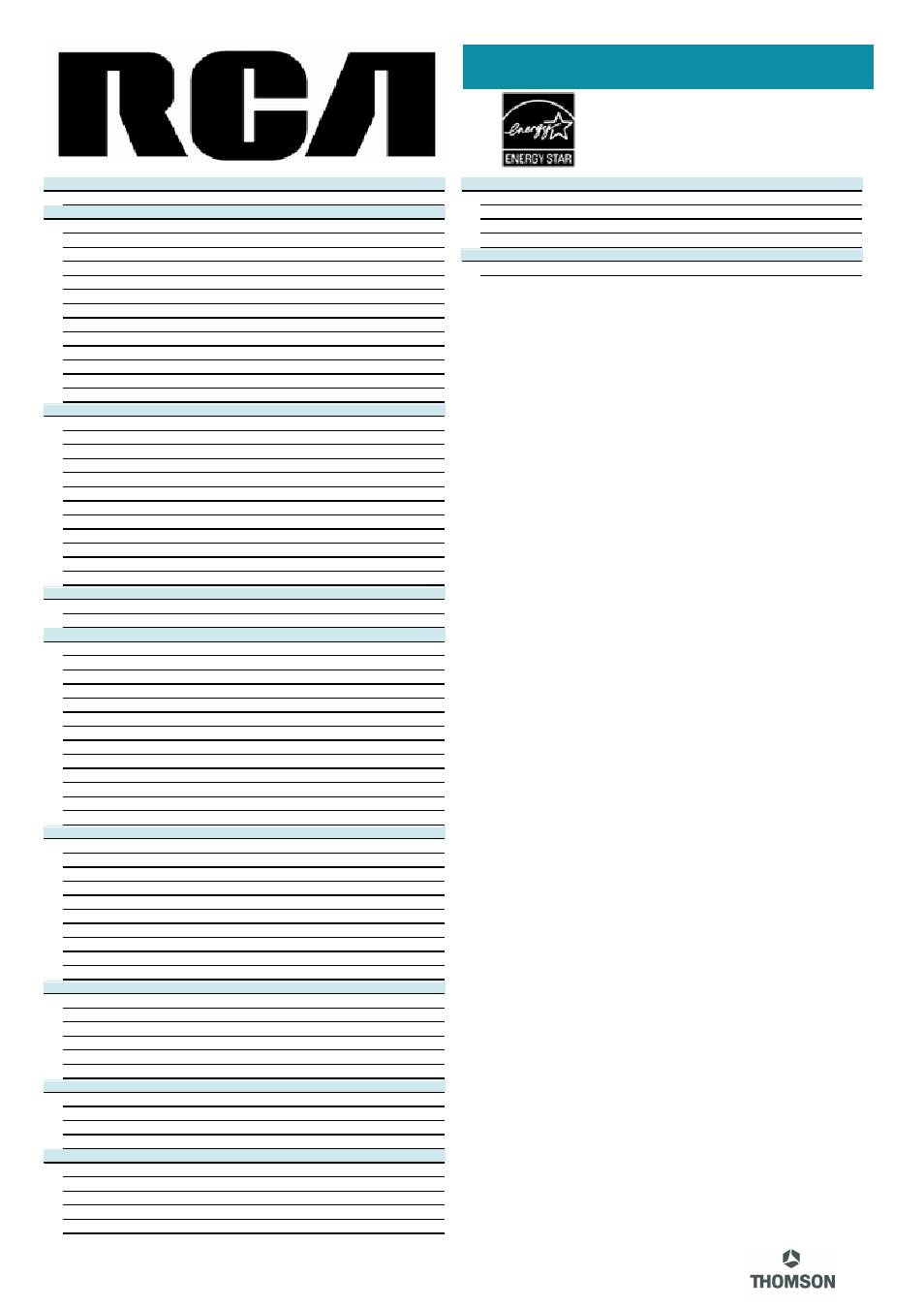 Technical specifications | RCA TruFlat 20F610TD User Manual | Page 2 / 2