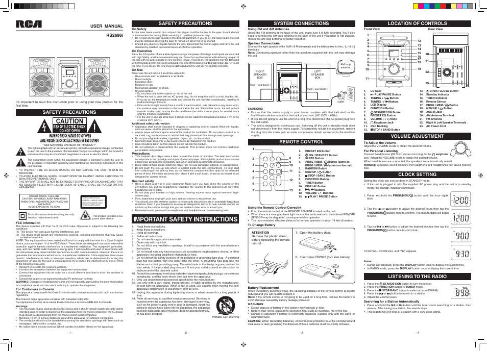 RCA RS2696i User Manual | 2 pages