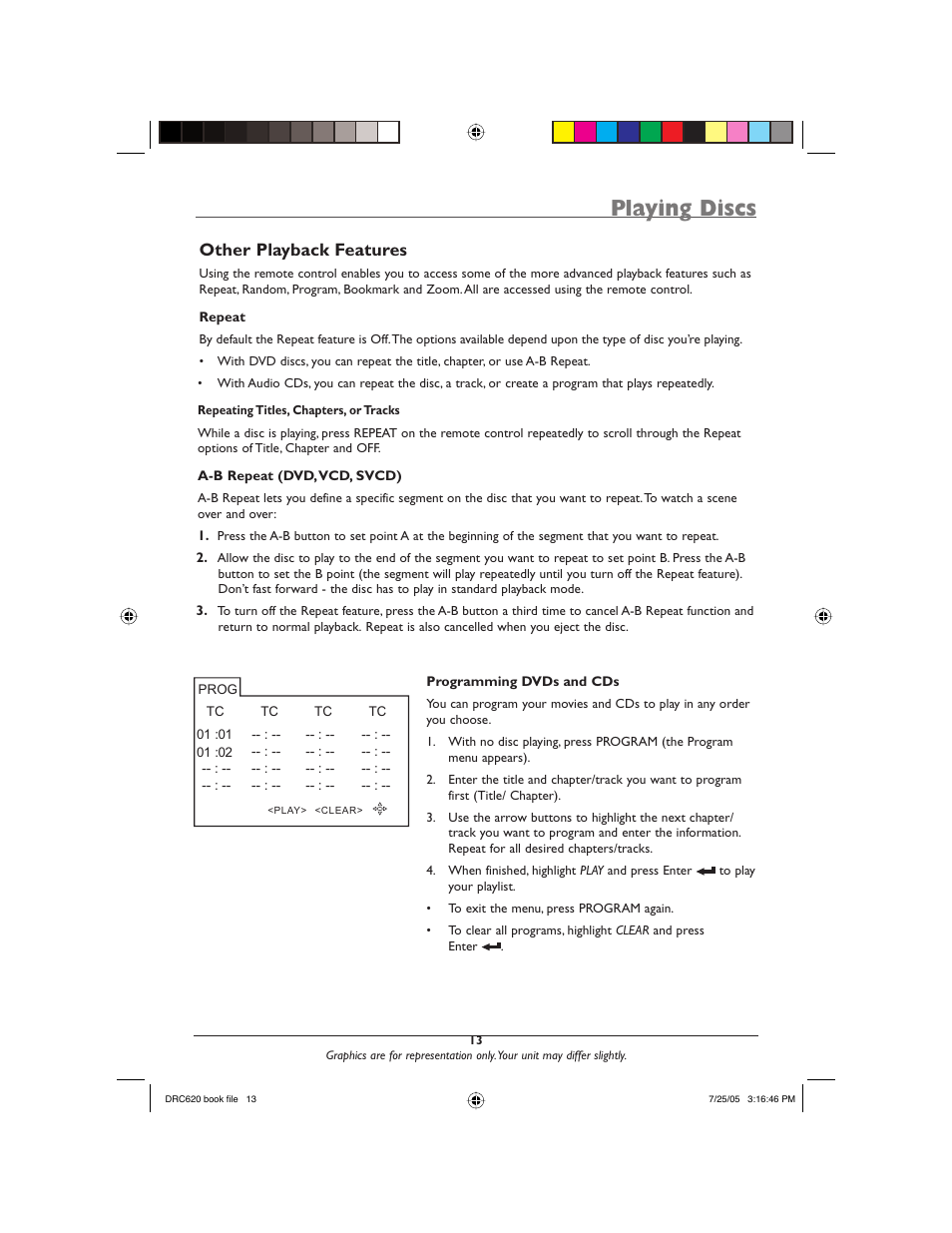 Playing discs, Other playback features | RCA DRC620N User Manual | Page 15 / 36