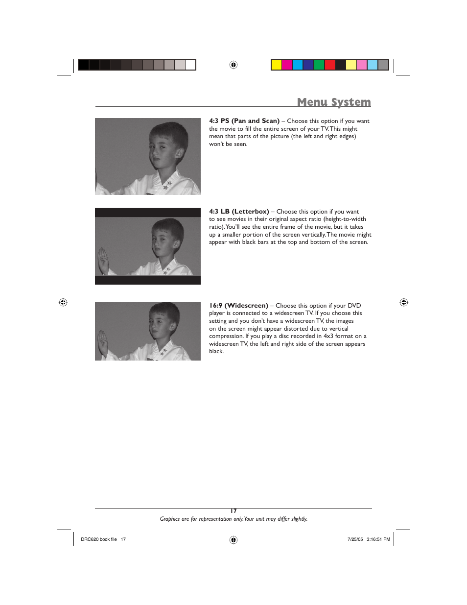 Menu system | RCA DRC620N User Manual | Page 19 / 36