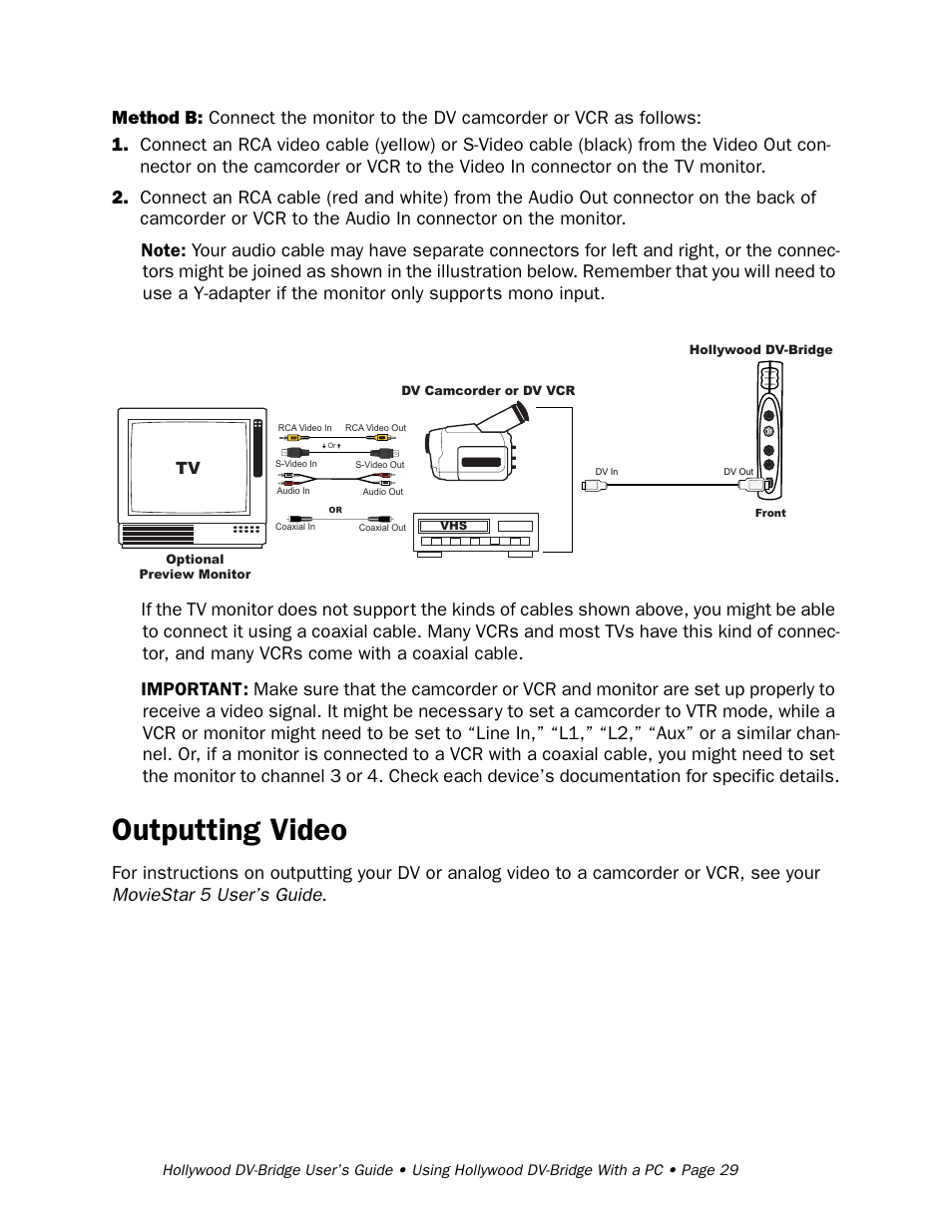 Outputting video | RCA Hollywood DV-Bridge User Manual | Page 29 / 63