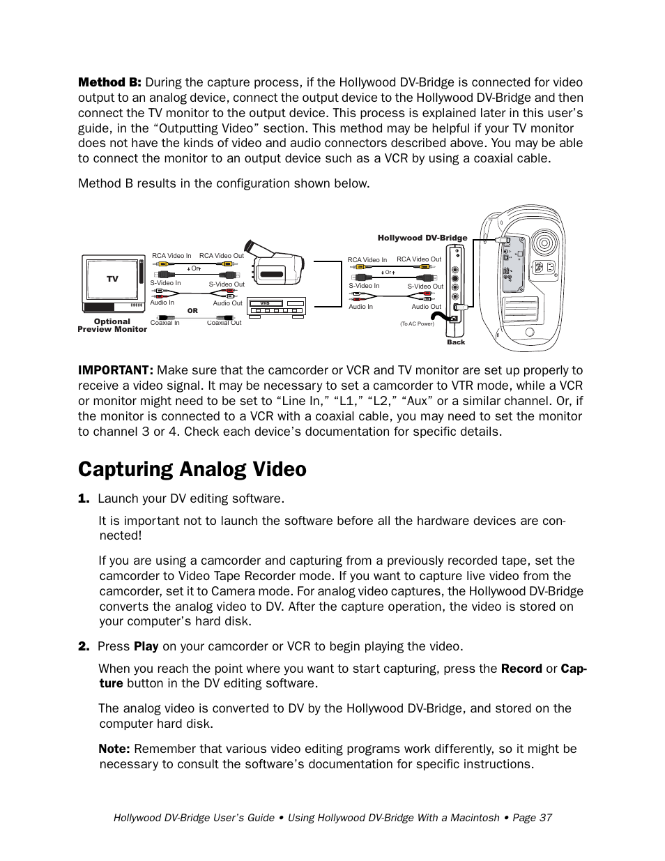 Capturing analog video | RCA Hollywood DV-Bridge User Manual | Page 37 / 63