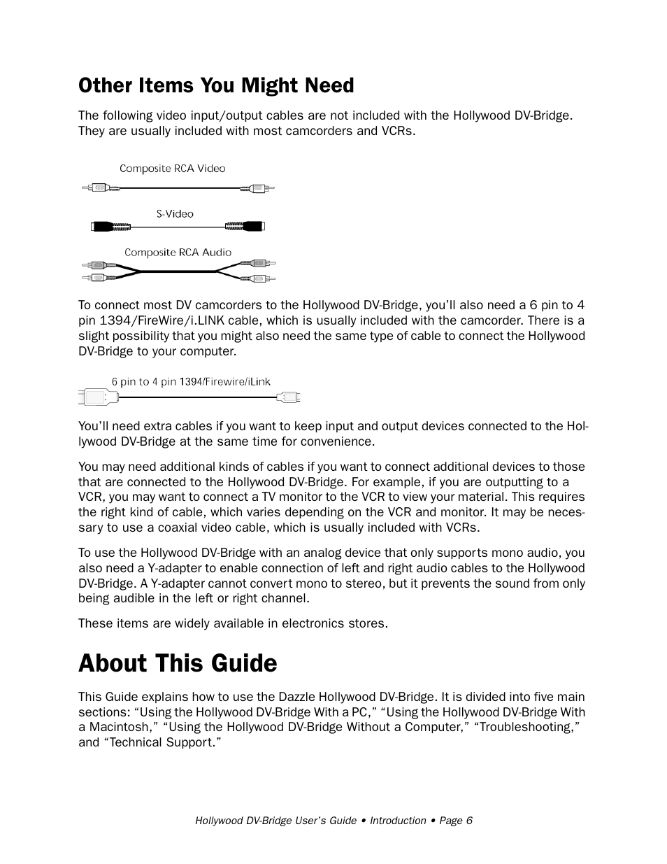 Other items you might need, About this guide | RCA Hollywood DV-Bridge User Manual | Page 6 / 63