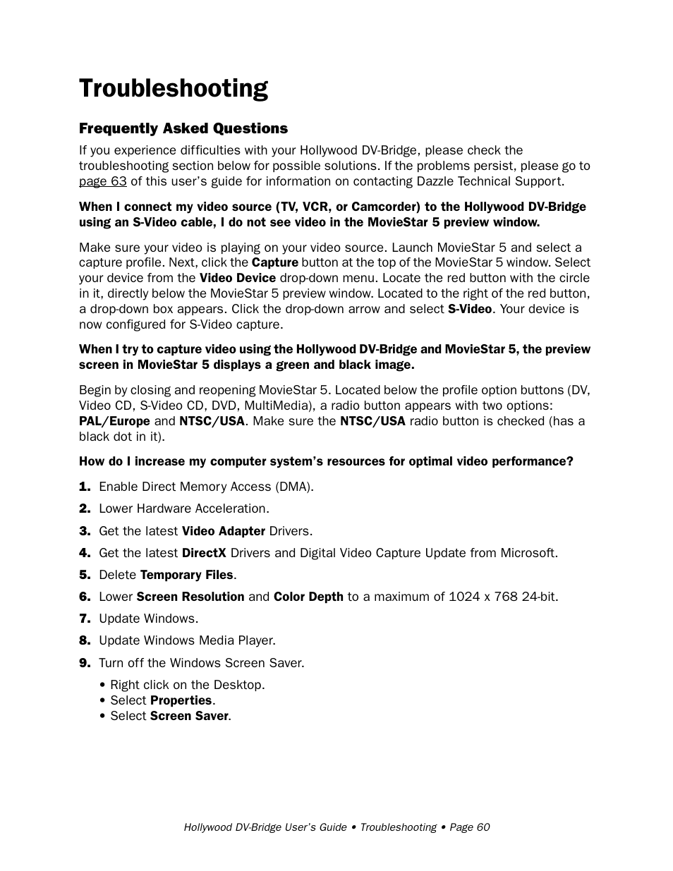 Troubleshooting | RCA Hollywood DV-Bridge User Manual | Page 60 / 63