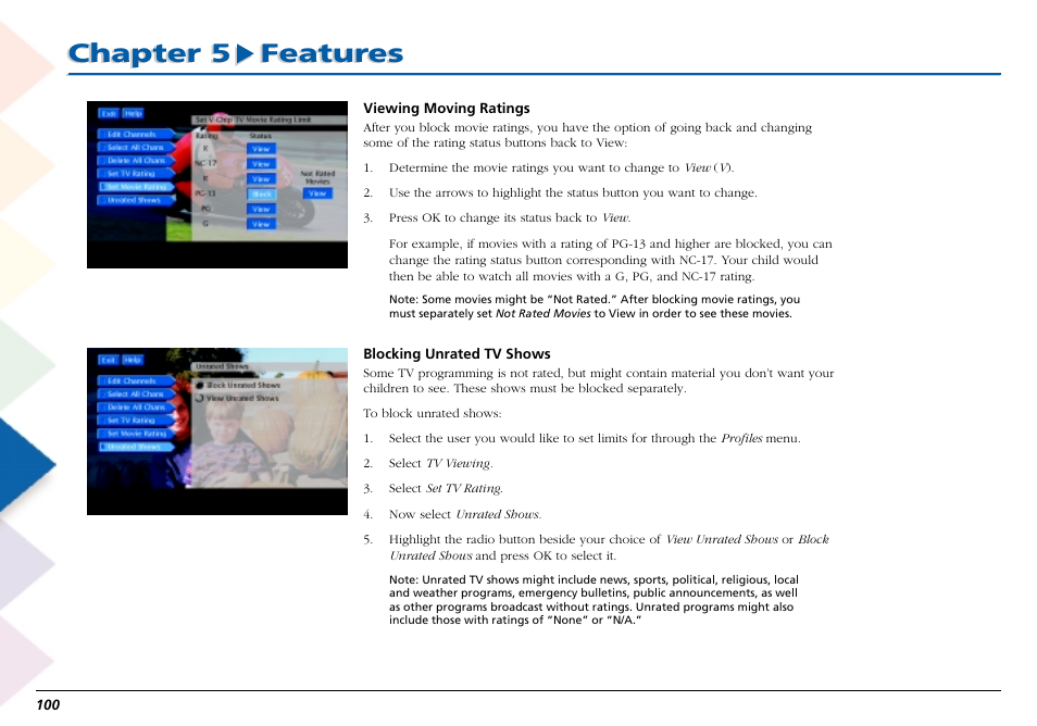 Chapter 5 features | RCA Scenium L50000 User Manual | Page 104 / 178